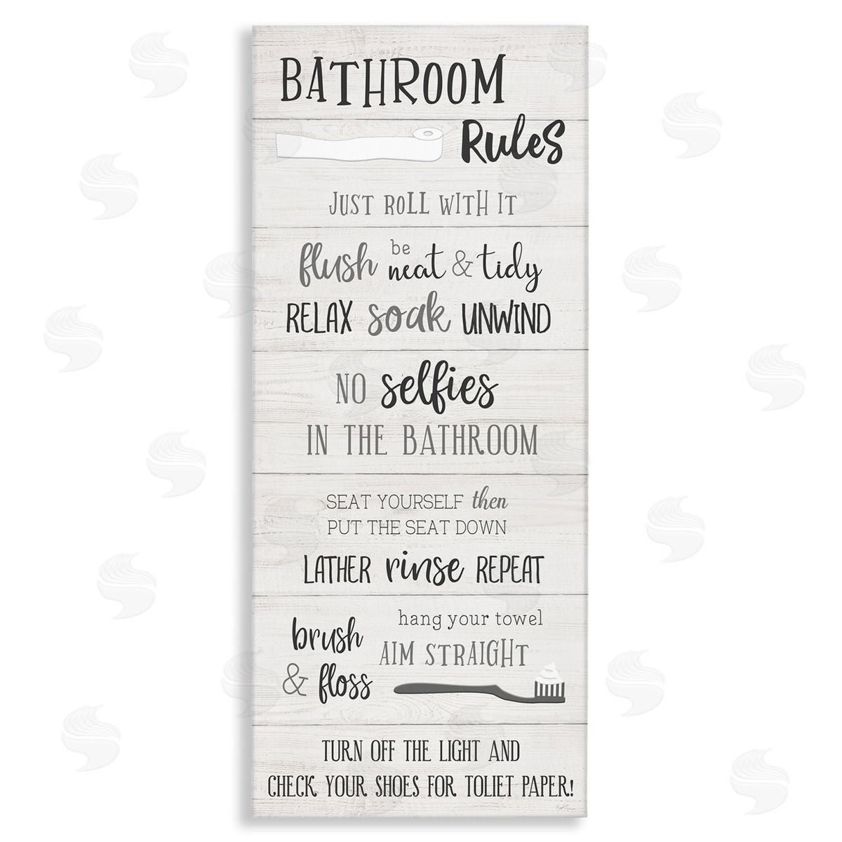 Fun Bathroom Rules Sign Canvas Wall Art, Home Decor by Natalie Carpentieri