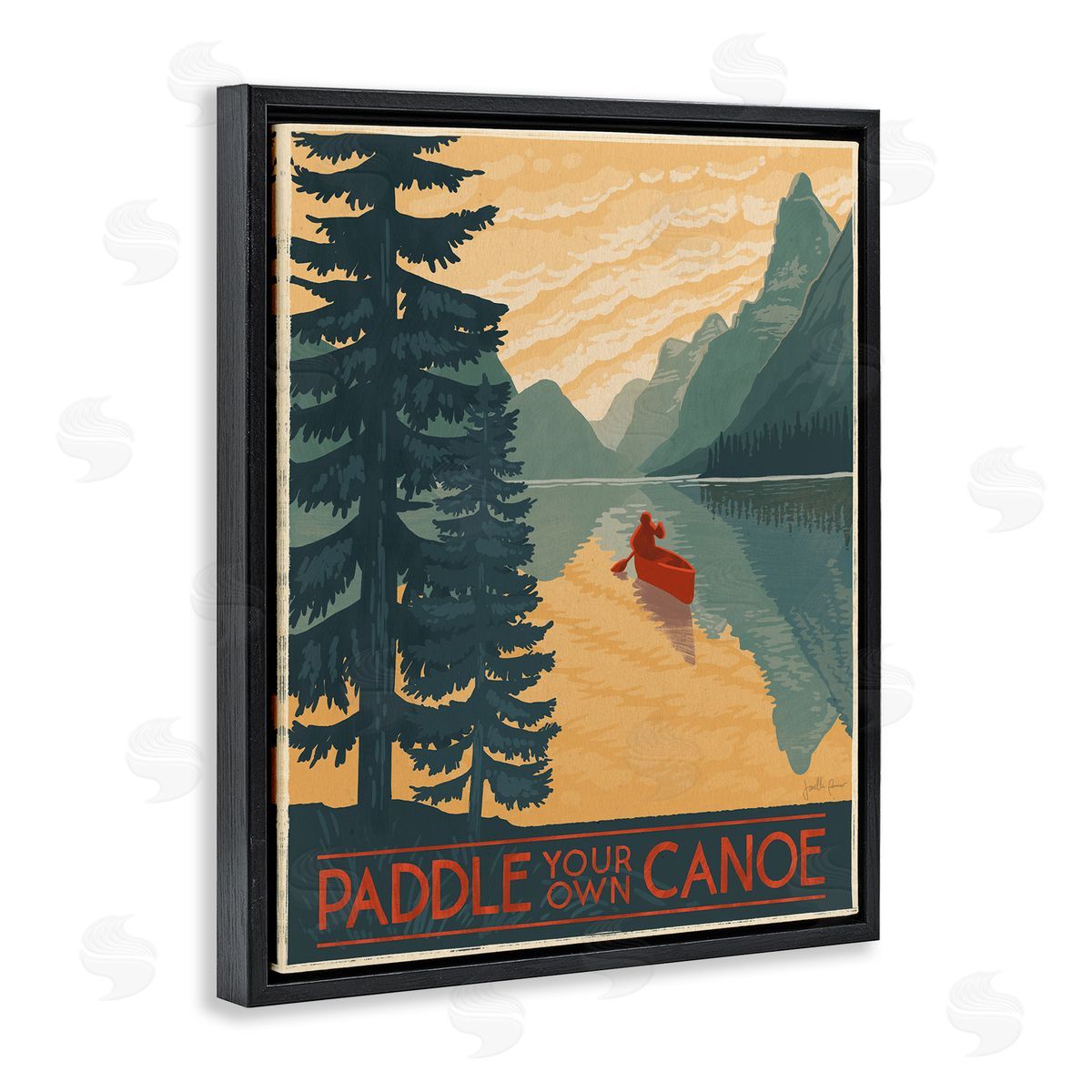 Paddle Your Own Canoe Black Floating Frame Canvas Wall Art, Home Decor by Janelle Penner