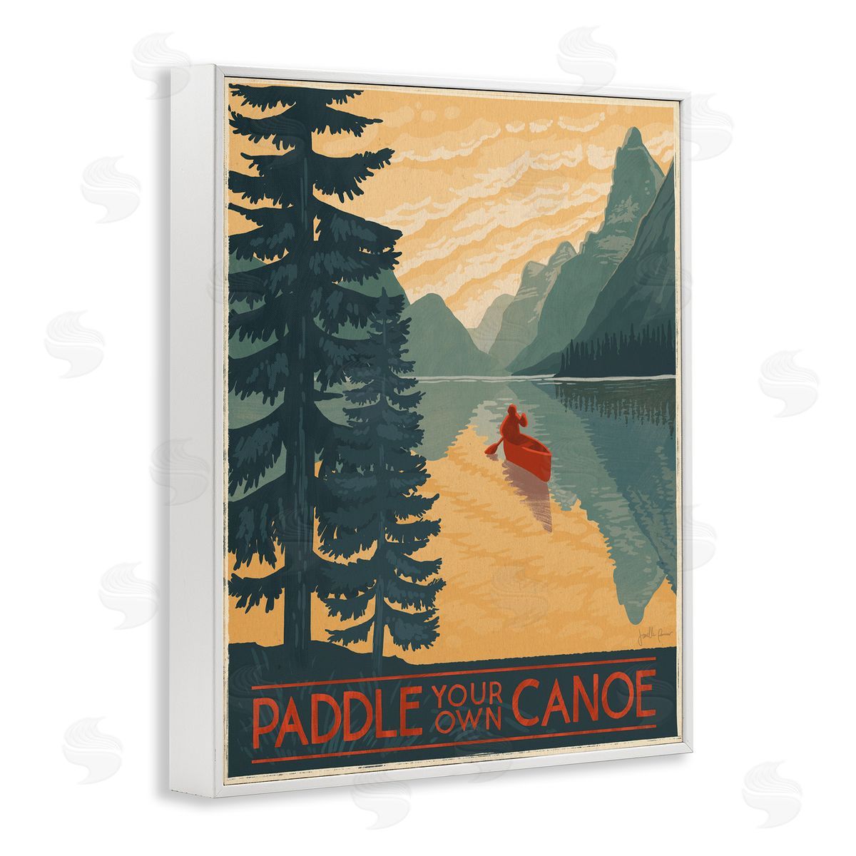 Paddle Your Own Canoe White Frame Print Wall Art, Home Decor by Janelle Penner