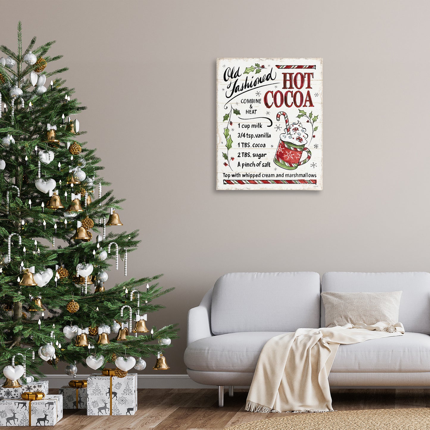 Old Fashioned Hot Cocoa Recipe Canvas Wall Art in Room, Home Decor by Anne Tavoletti
