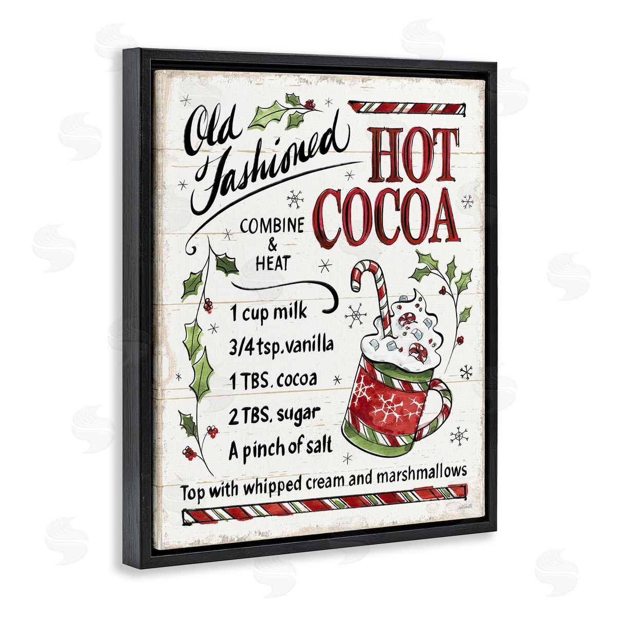 Old Fashioned Hot Cocoa Recipe Black Floating Frame Canvas Wall Art, Home Decor by Anne Tavoletti