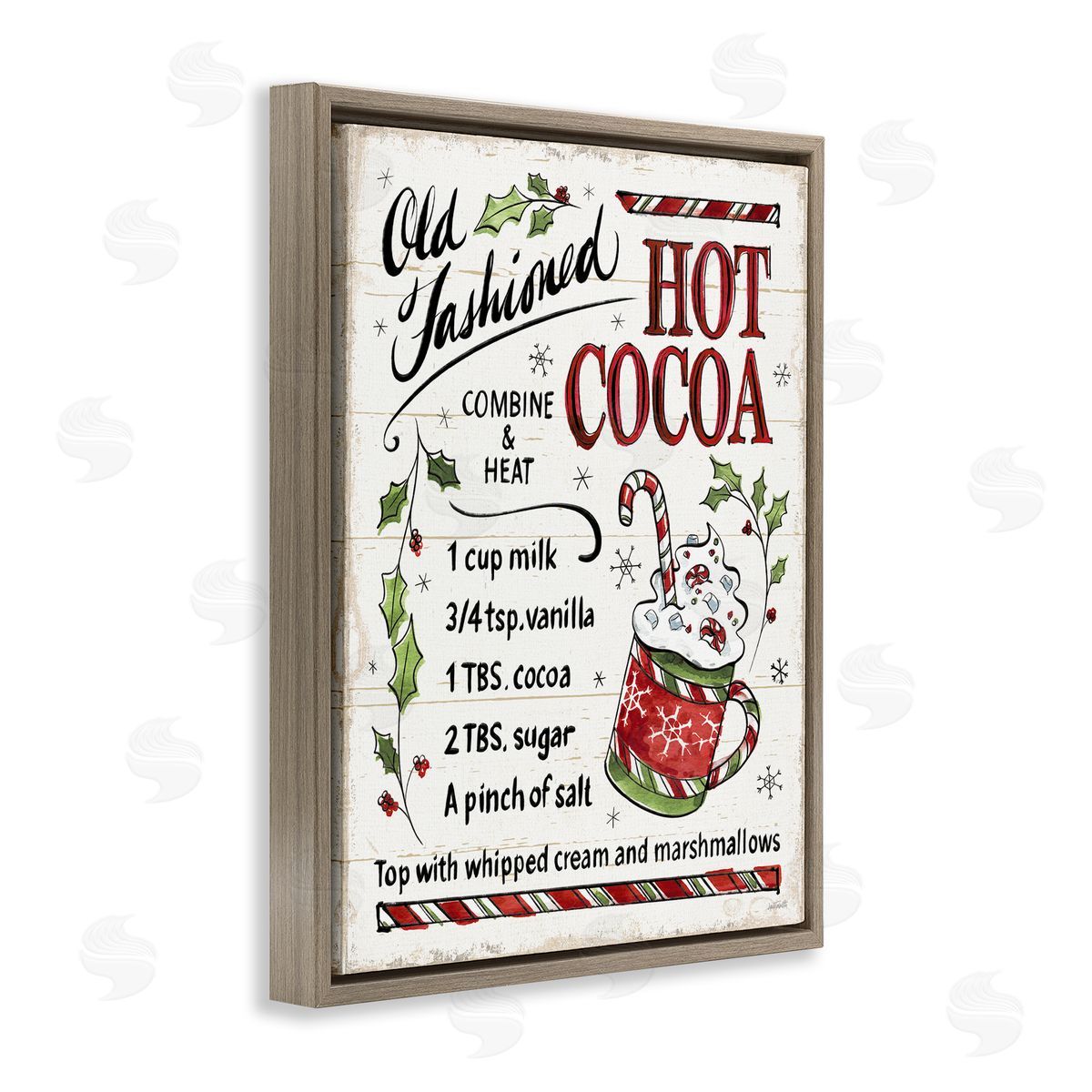 Old Fashioned Hot Cocoa Recipe Brown Floating Frame Canvas Wall Art, Home Decor by Anne Tavoletti