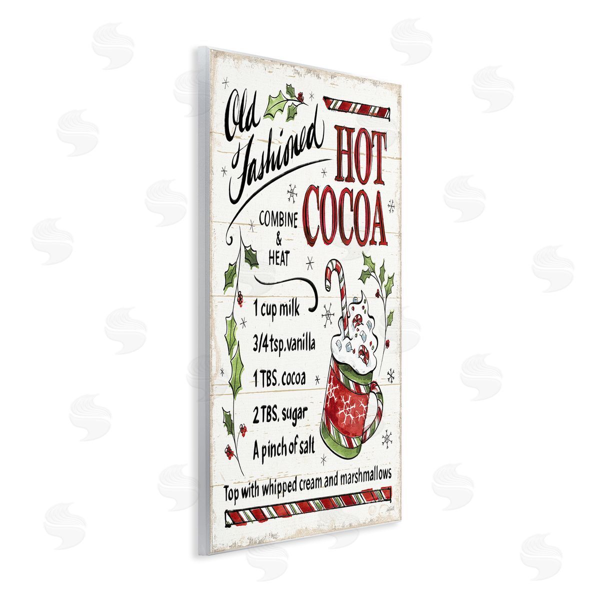 Old Fashioned Hot Cocoa Recipe Wood Plaque Wall Art, Home Decor by Anne Tavoletti