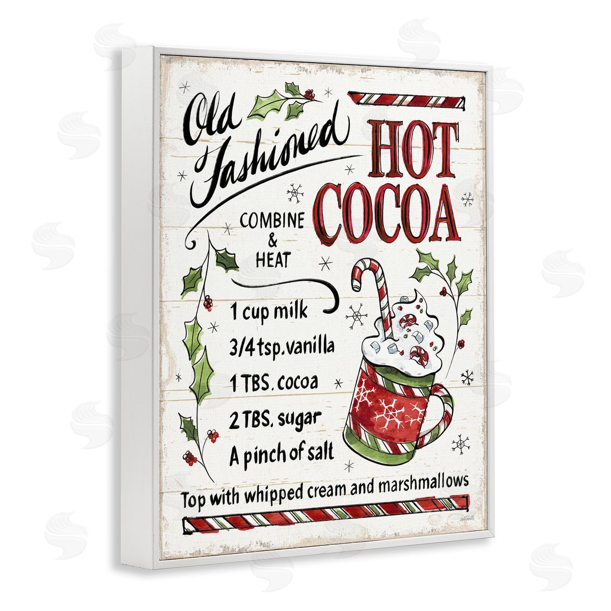 Old Fashioned Hot Cocoa Recipe White Frame Print Wall Art, Home Decor by Anne Tavoletti