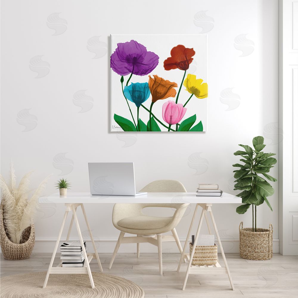 Albert Koetsier Bold Summer Blooming Florals Translucent Rainbow Flowers Canvas Wall Art in Room