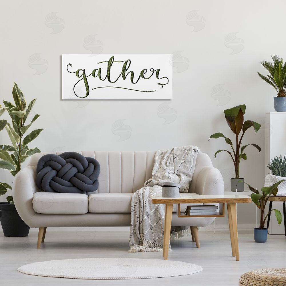 Stupell Studio Gather Sentiment Green Grass Pattern Script Typography