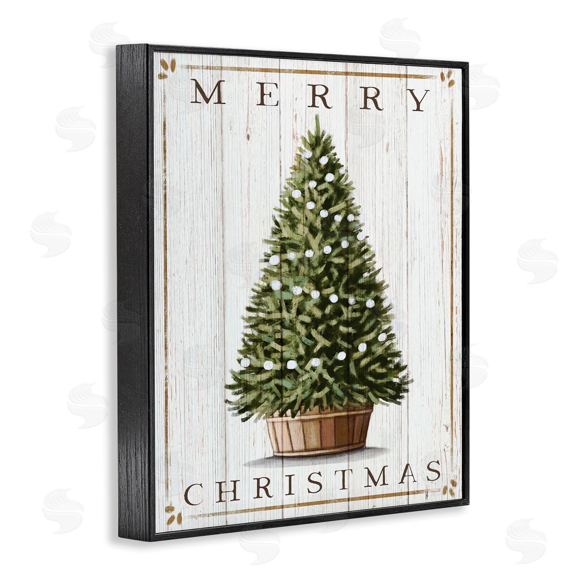 Merry Christmas Country Tree Black Frame Print Wall Art, Home Decor by Elizabeth Tyndall