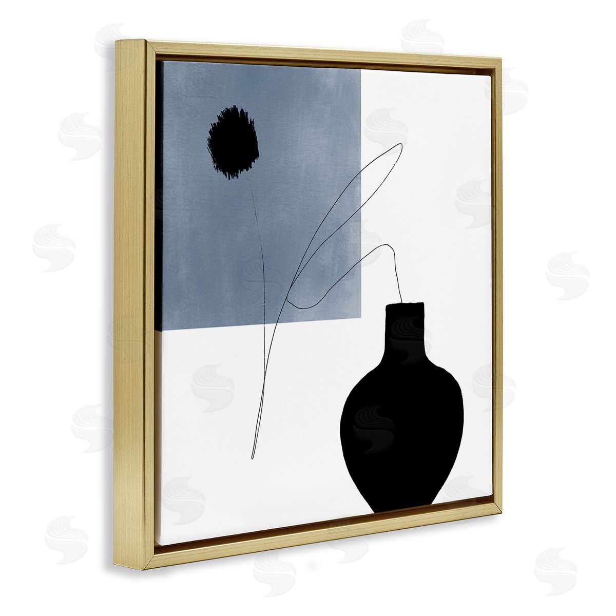 Bellassai Art Breath of Fresh Air Modern Shape Abstraction Gold Floating Frame Canvas Wall Art Print