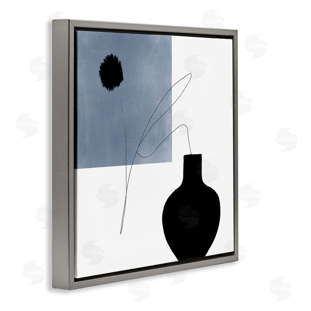 Bellassai Art Breath of Fresh Air Modern Shape Abstraction Gray Floating Frame Canvas Wall Art Print