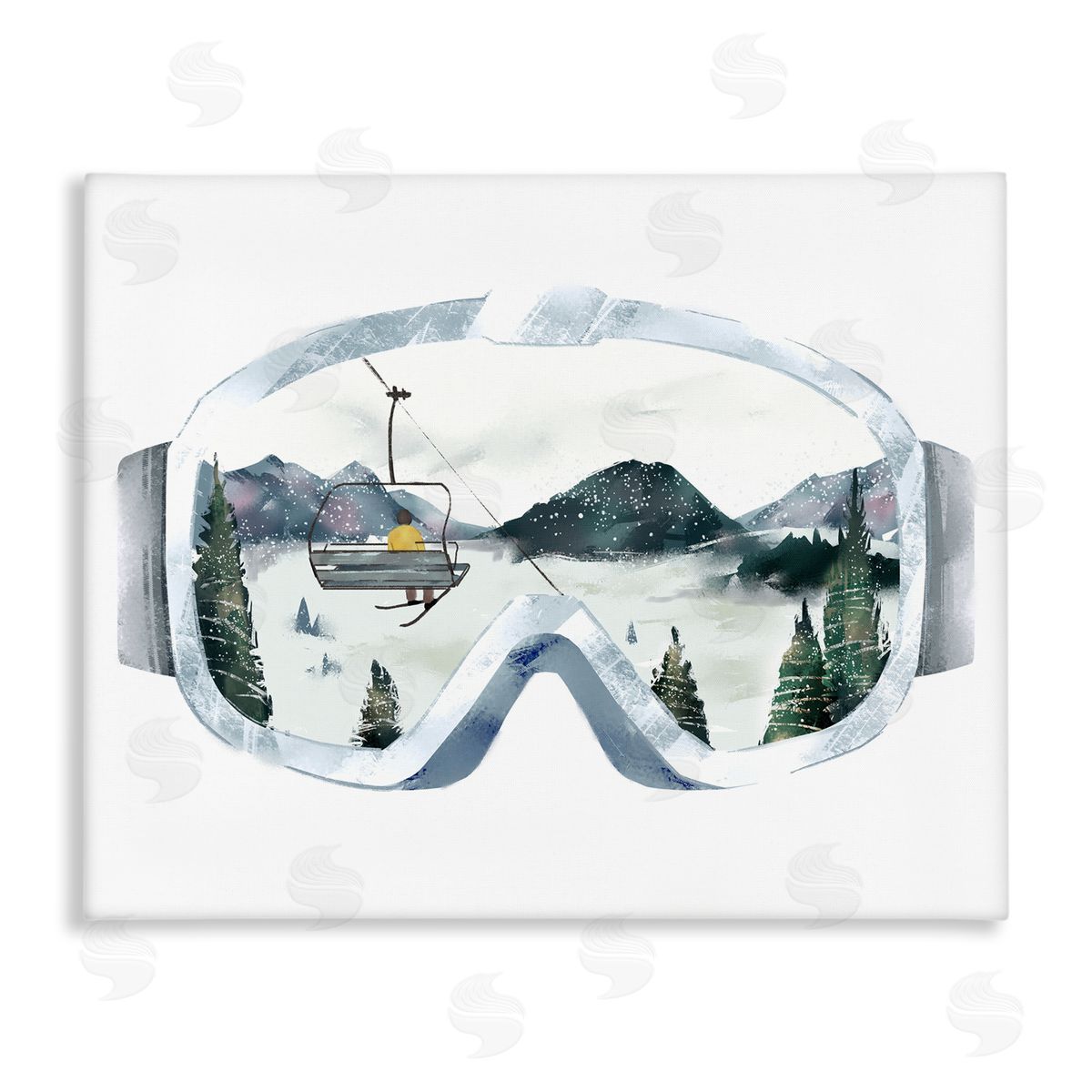 Ski Mountain Reflection in Goggles Canvas Wall Art, Home Decor by Ziwei Li