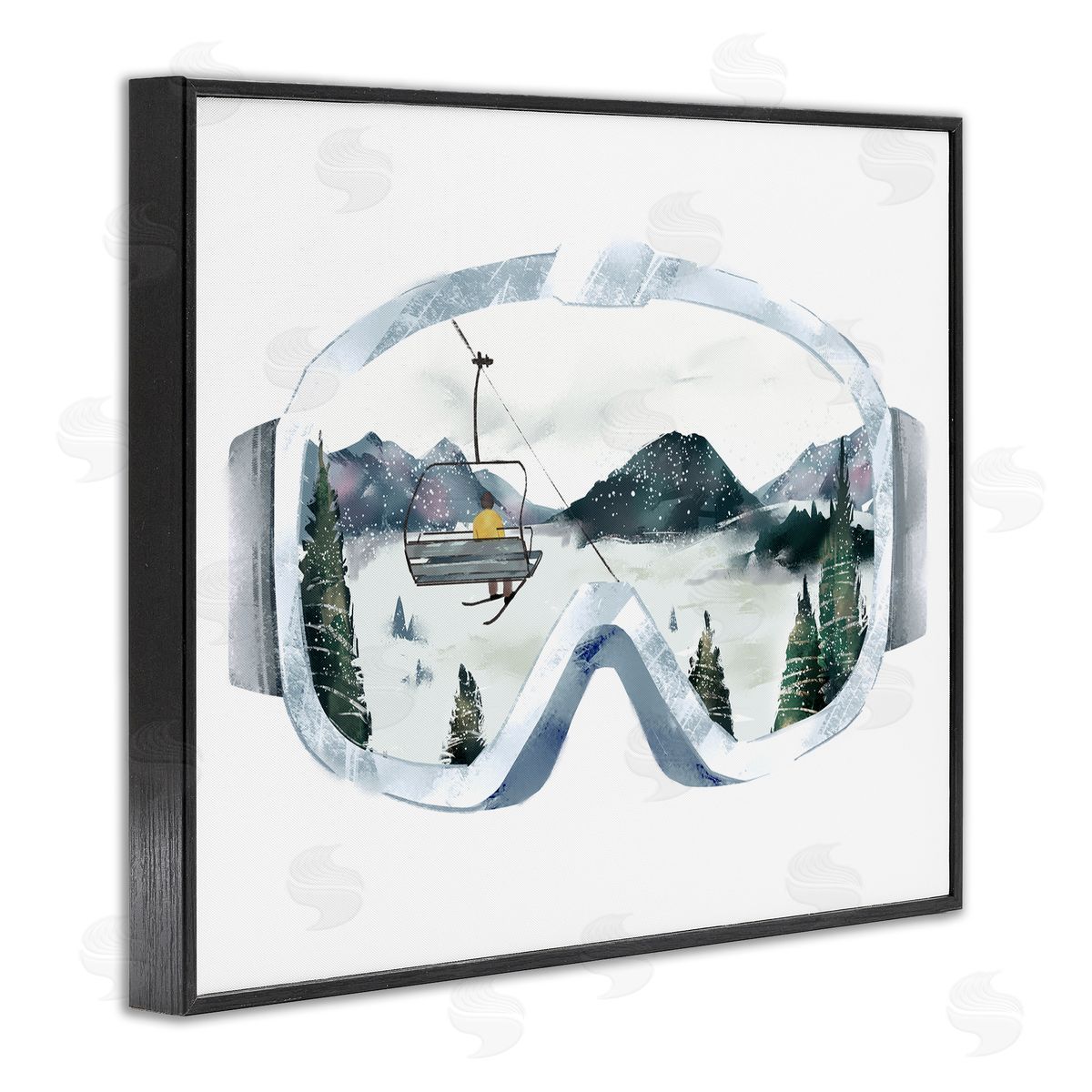 Ski Mountain Reflection in Goggles Black Frame Print Wall Art, Home Decor by Ziwei Li