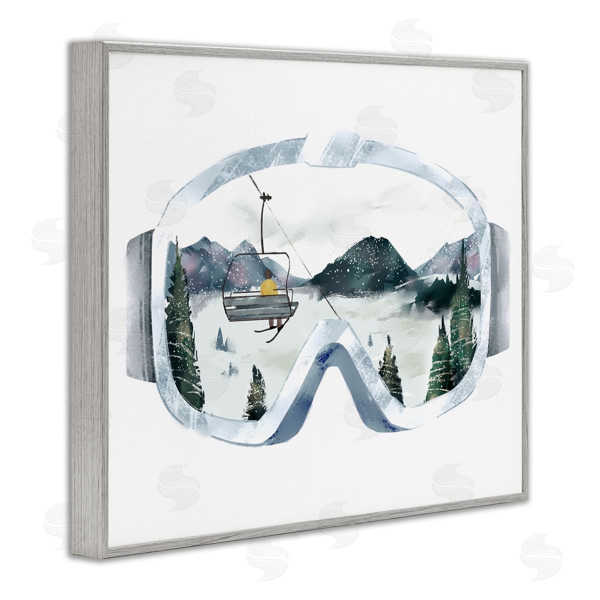 Ski Mountain Reflection in Goggles Grey Frame Print Wall Art, Home Decor by Ziwei Li