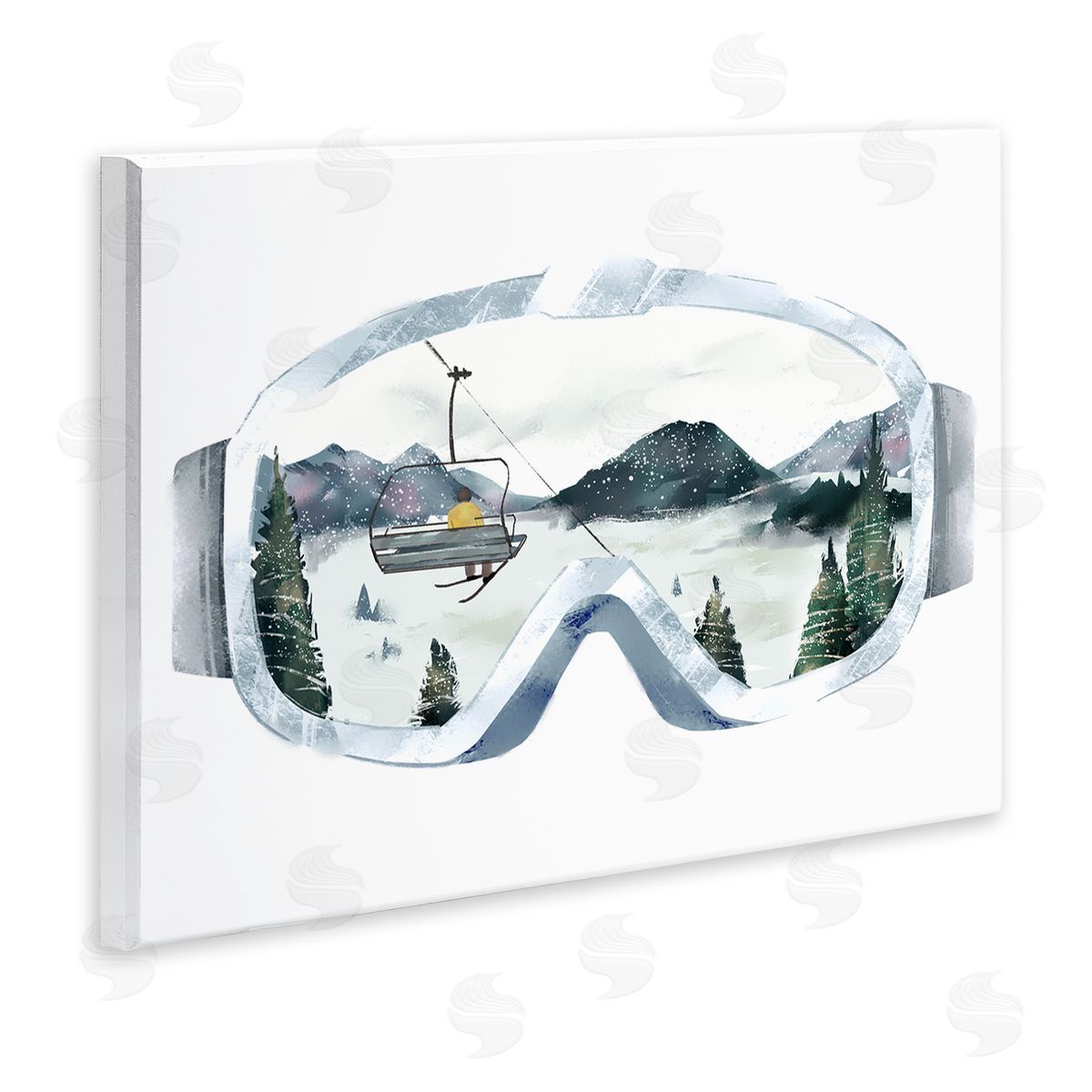 Ski Mountain Reflection in Goggles Wood Plaque Wall Art, Home Decor by Ziwei Li
