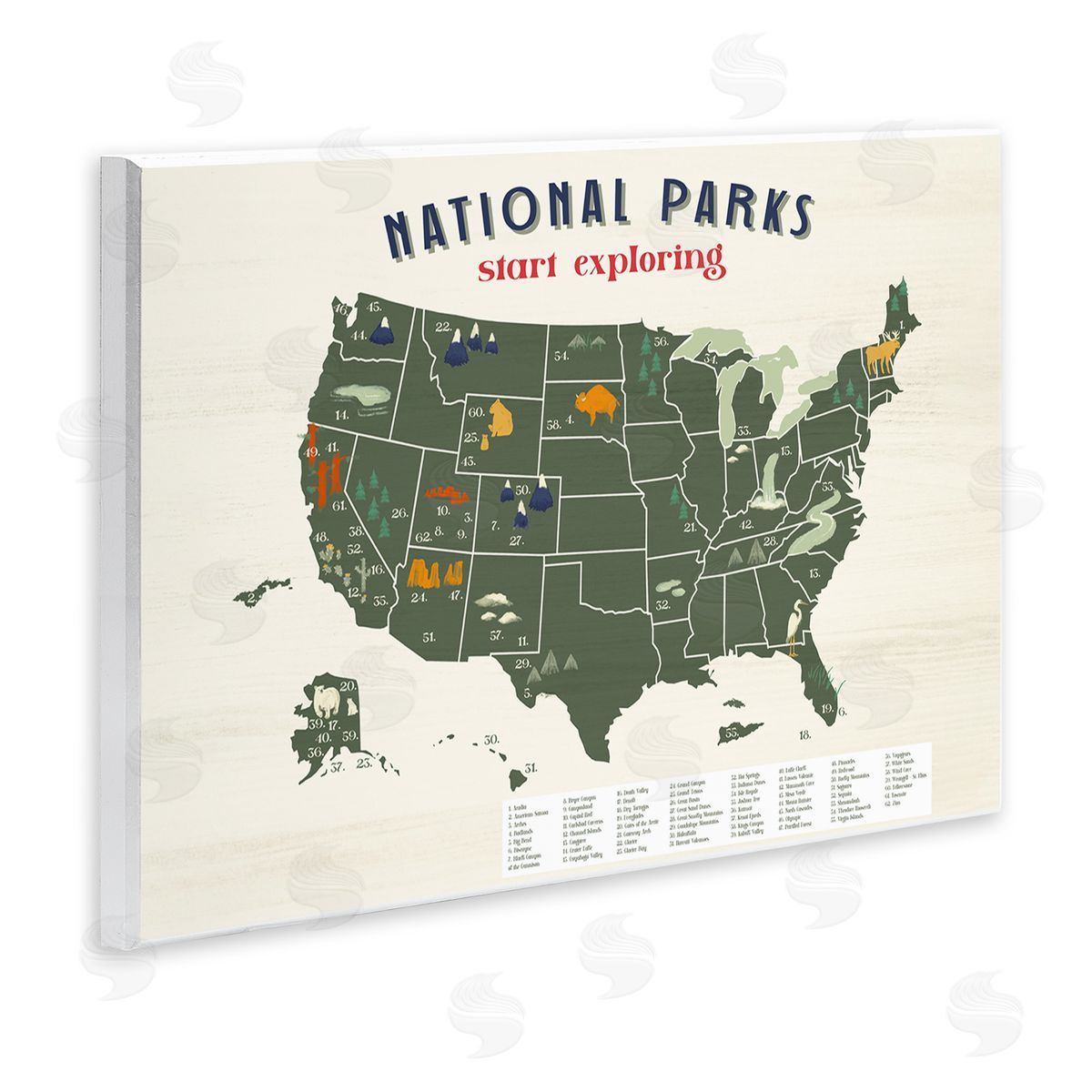 National Parks Map Diagram Wood Plaque Wall Art, Home Decor by Stupell Studio