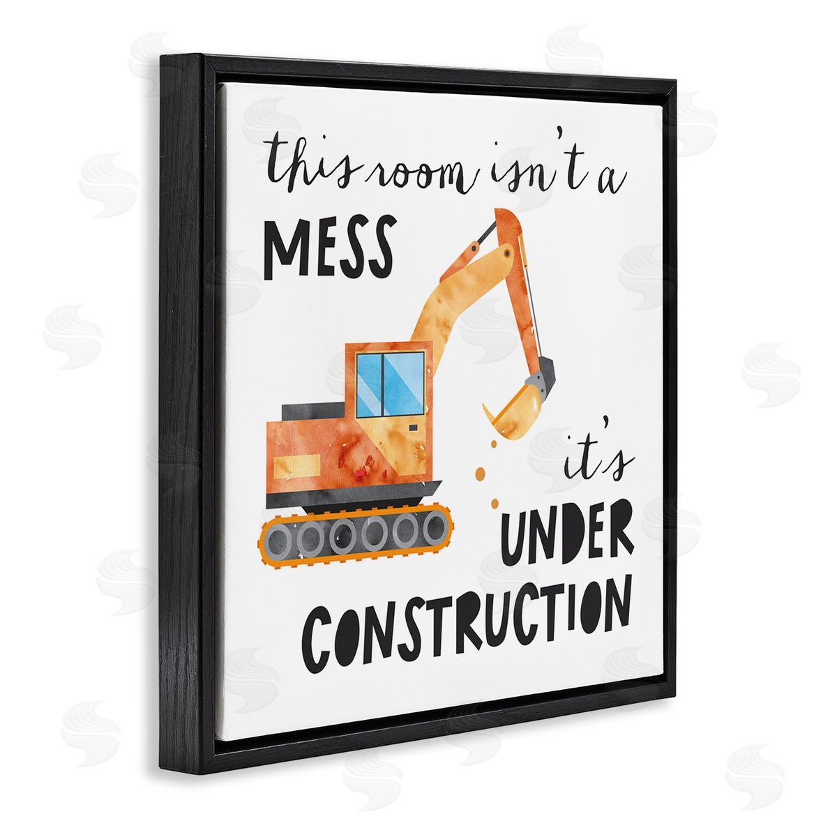 Jennifer McCully This Room is Under Construction Kids' Room Sign  Black Floating Frame Canvas Wall Art Print