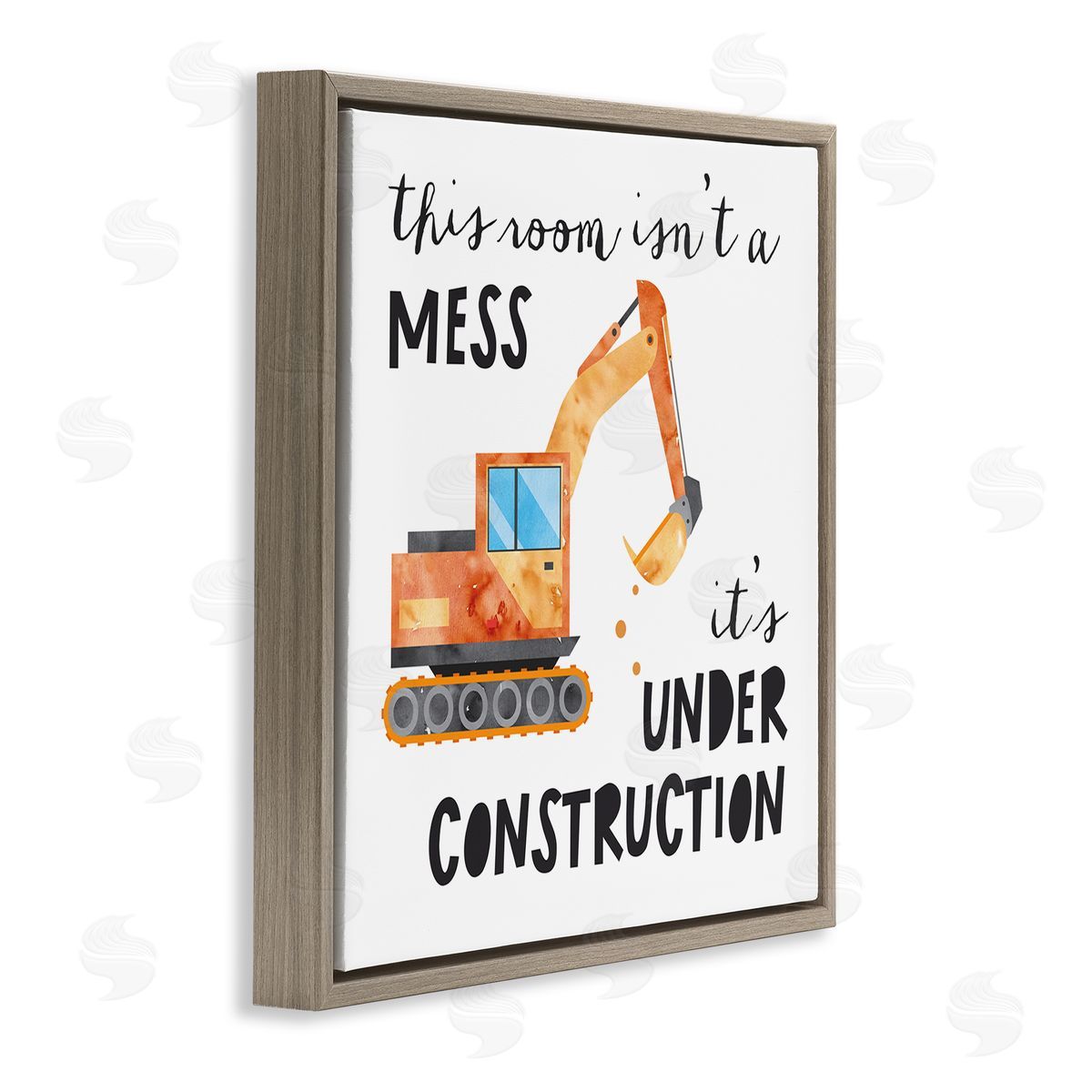 Jennifer McCully This Room is Under Construction Kids' Room Sign  Brown Floating Frame Canvas Wall Art Print