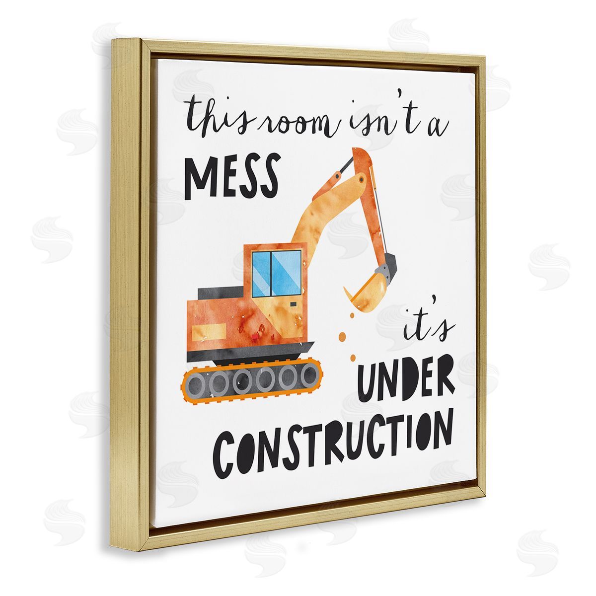 Jennifer McCully This Room is Under Construction Kids' Room Sign  Gold Floating Frame Canvas Wall Art Print