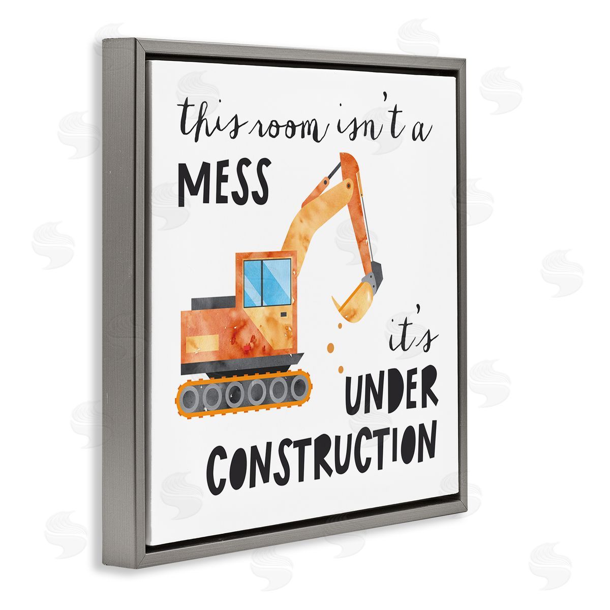 Jennifer McCully This Room is Under Construction Kids' Room Sign  Gray Floating Frame Canvas Wall Art Print