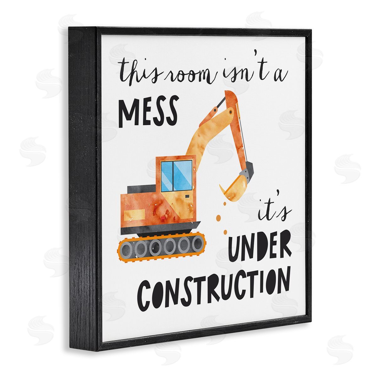 Jennifer McCully This Room is Under Construction Kids' Room Sign  Black Framed Glicee Wall Art Print
