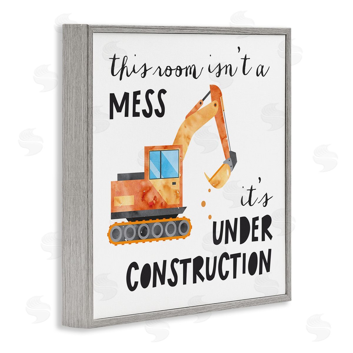 Jennifer McCully This Room is Under Construction Kids' Room Sign  Gray Framed Glicee Wall Art Print