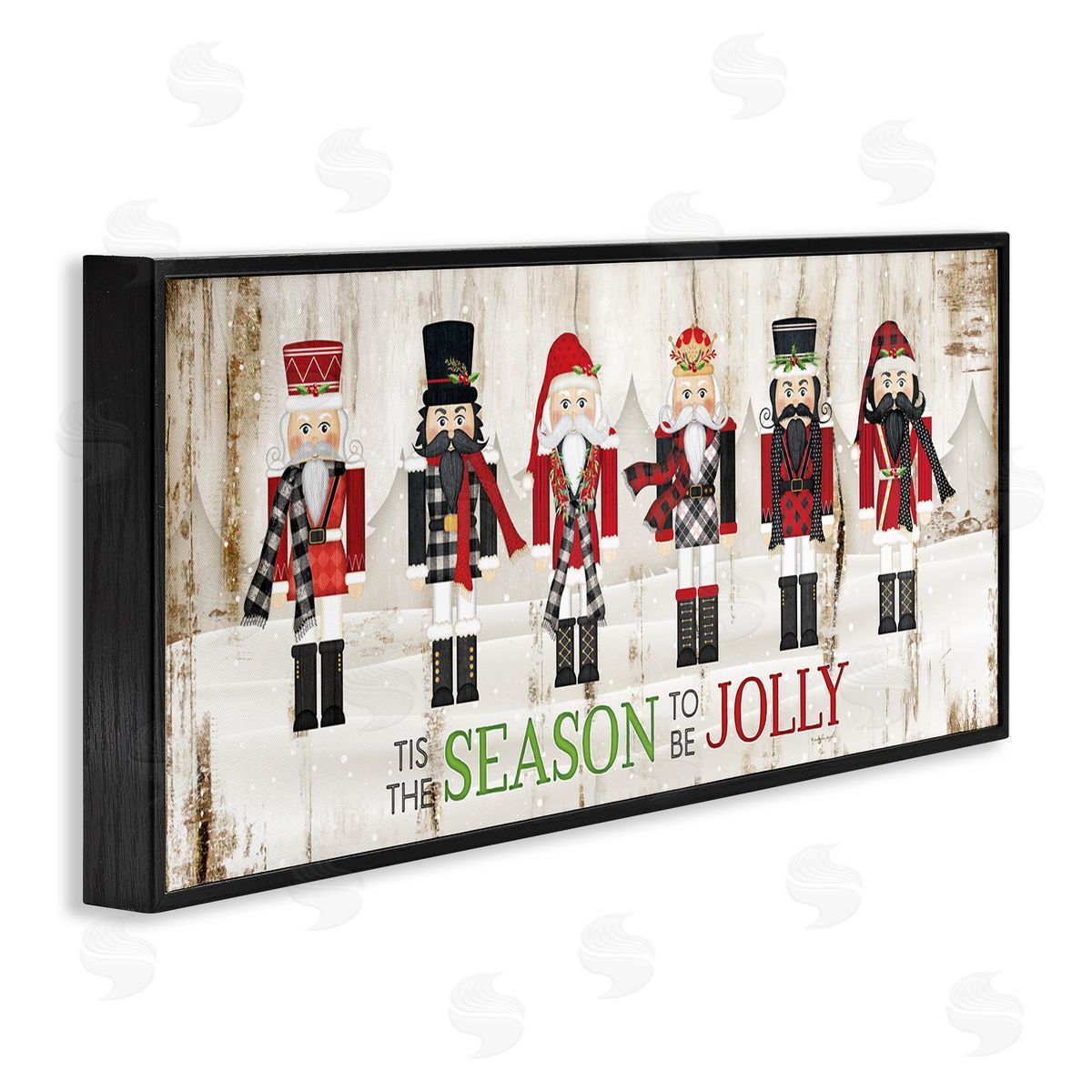 Festive Phrase Winter Nutcrackers Black Frame Print Wall Art, Home Decor by Jennifer Pugh
