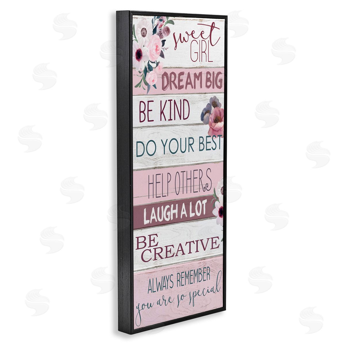 Sweet Girl Inspirational Phrases Black Frame Print Wall Art, Home Decor by Kim Allen