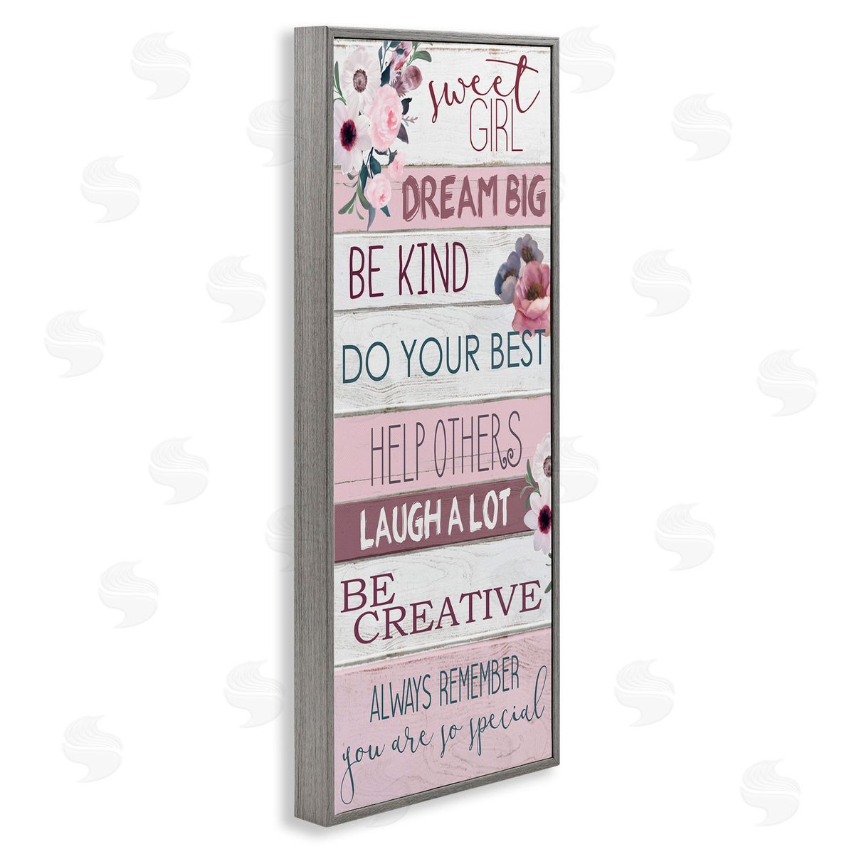 Sweet Girl Inspirational Phrases Grey Frame Print Wall Art, Home Decor by Kim Allen