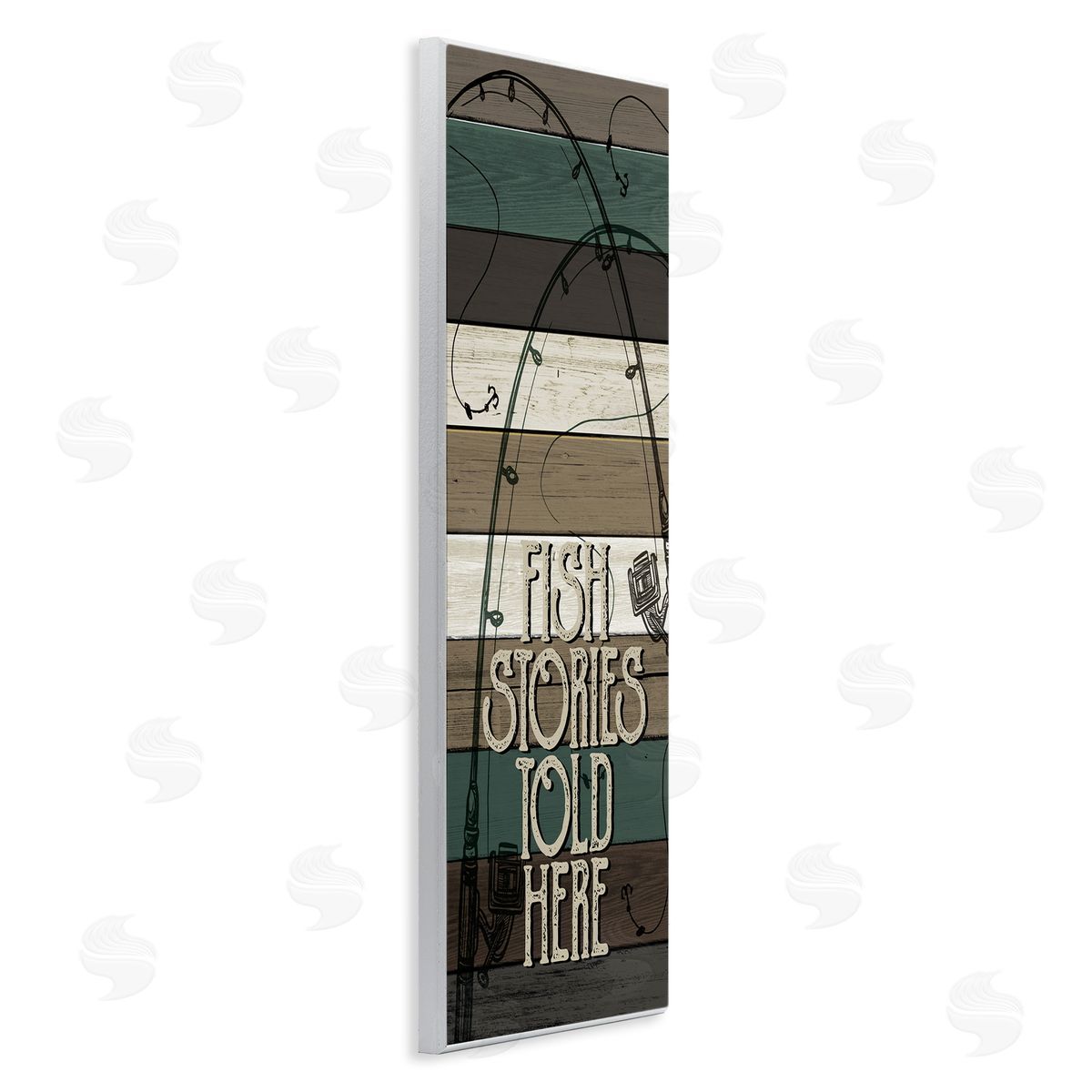 Rustic Fishing Stories Phrase Wood Plaque Wall Art, Home Decor by Kim Allen