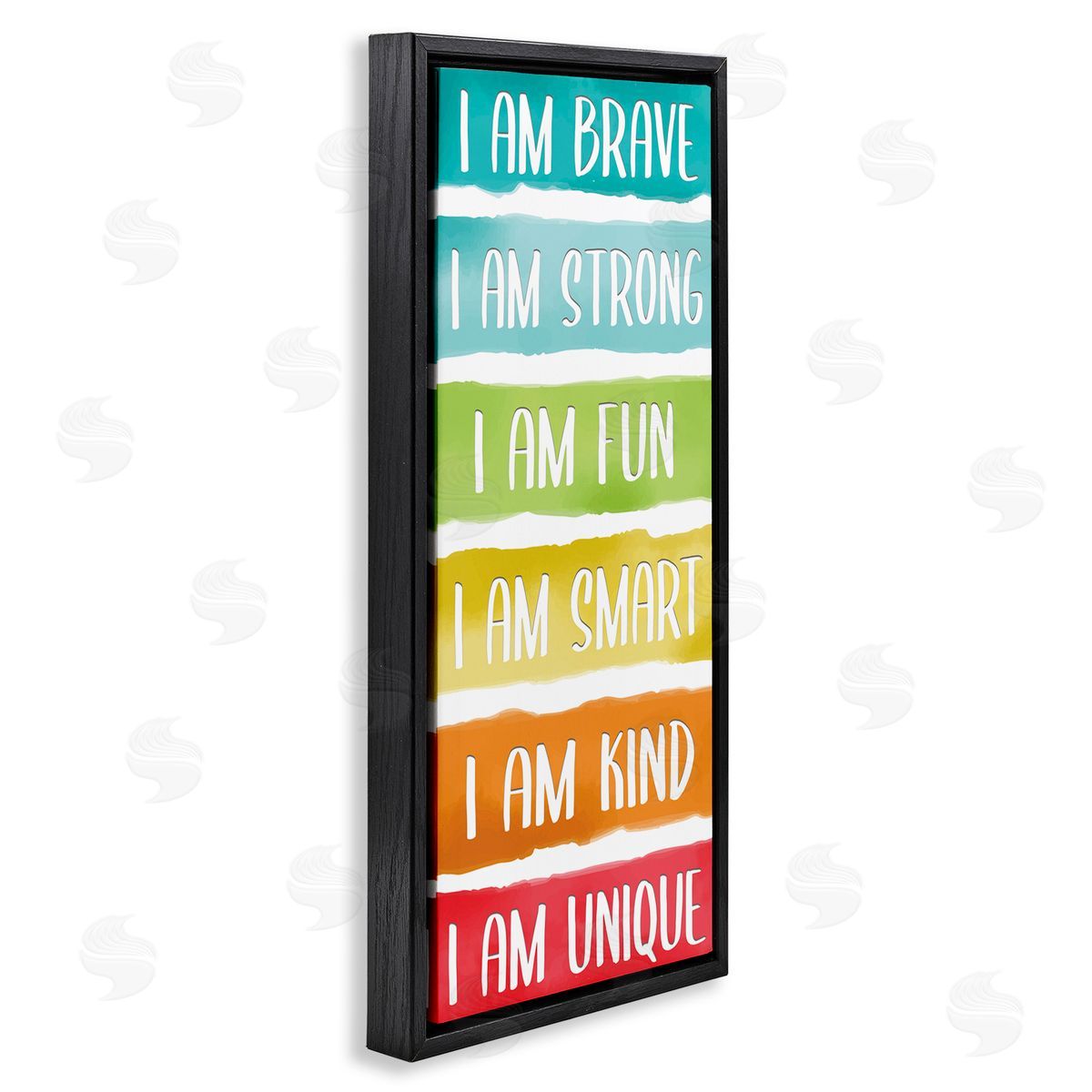 Fun Inspirational Rainbow Phrases Black Floating Frame Canvas Wall Art, Home Decor by Kim Allen