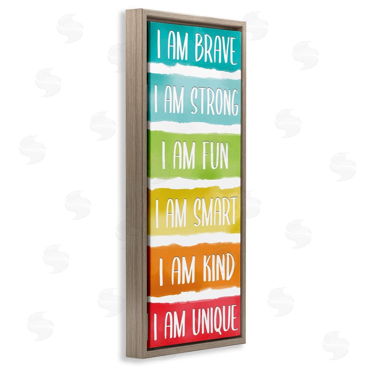 Fun Inspirational Rainbow Phrases Brown Floating Frame Canvas Wall Art, Home Decor by Kim Allen