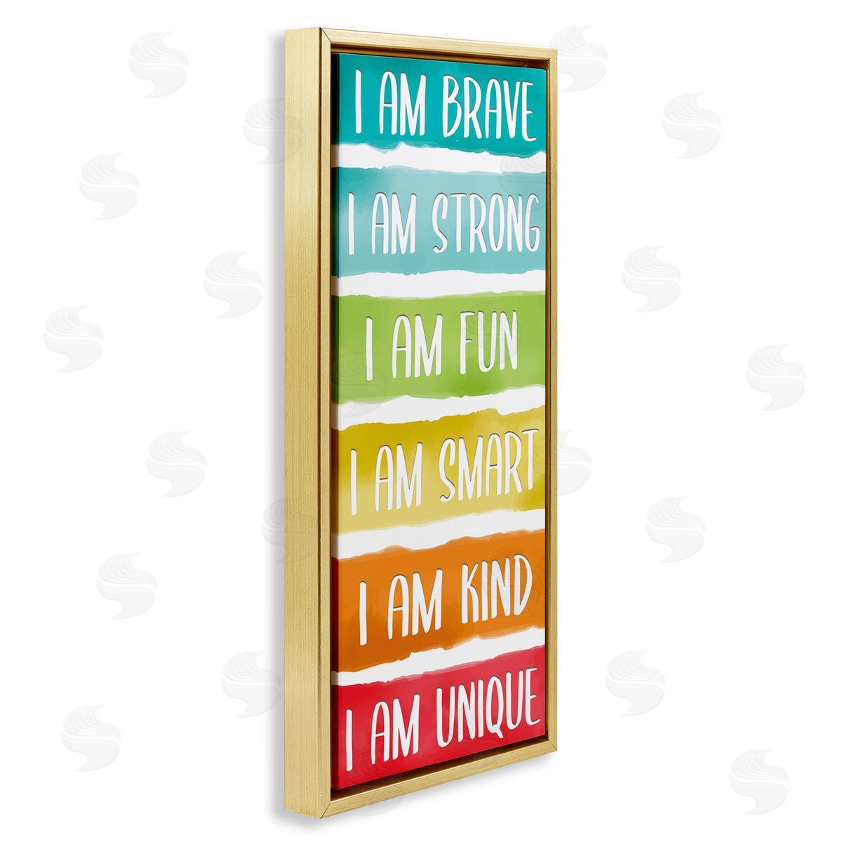 Fun Inspirational Rainbow Phrases Gold Floating Frame Canvas Wall Art, Home Decor by Kim Allen