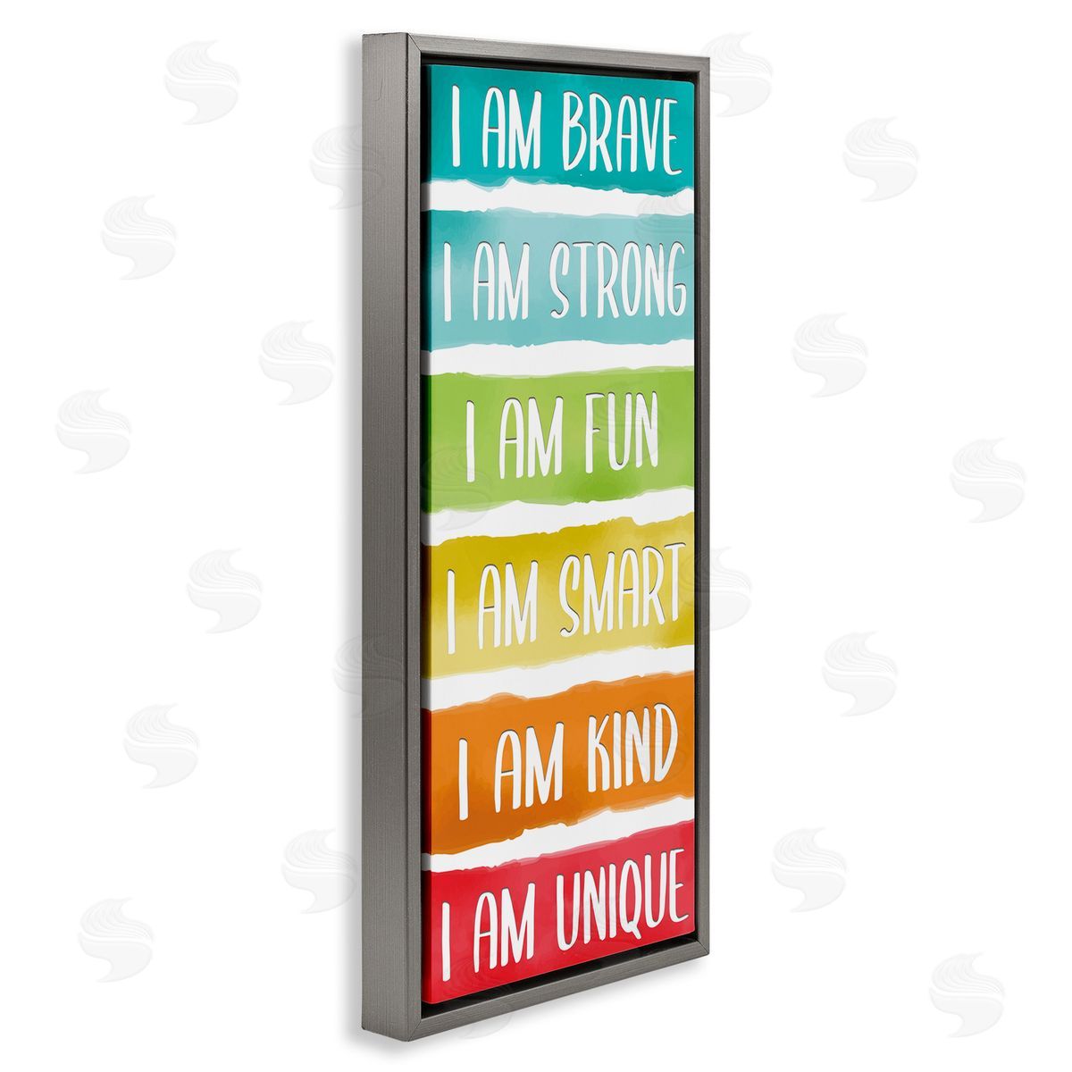 Fun Inspirational Rainbow Phrases Grey Floating Frame Canvas Wall Art, Home Decor by Kim Allen