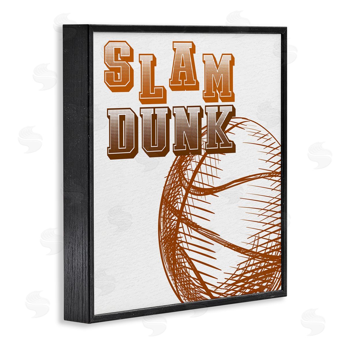 Kim Allen Slam Dunk Basketball Sports Ball Orange Varsity Typography Black Framed Glicee Wall Art Print