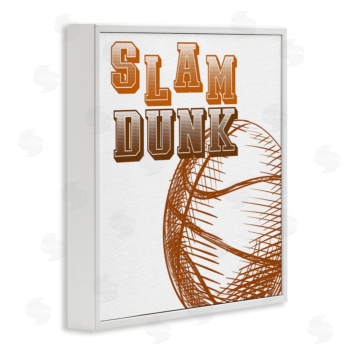 Kim Allen Slam Dunk Basketball Sports Ball Orange Varsity Typography White Framed Glicee Wall Art Print