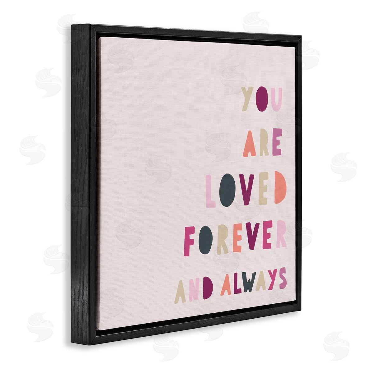 Leah Straatsma You are Loved Forever Phrase Playful Love Sentiment Black Floating Frame Canvas Wall Art Print