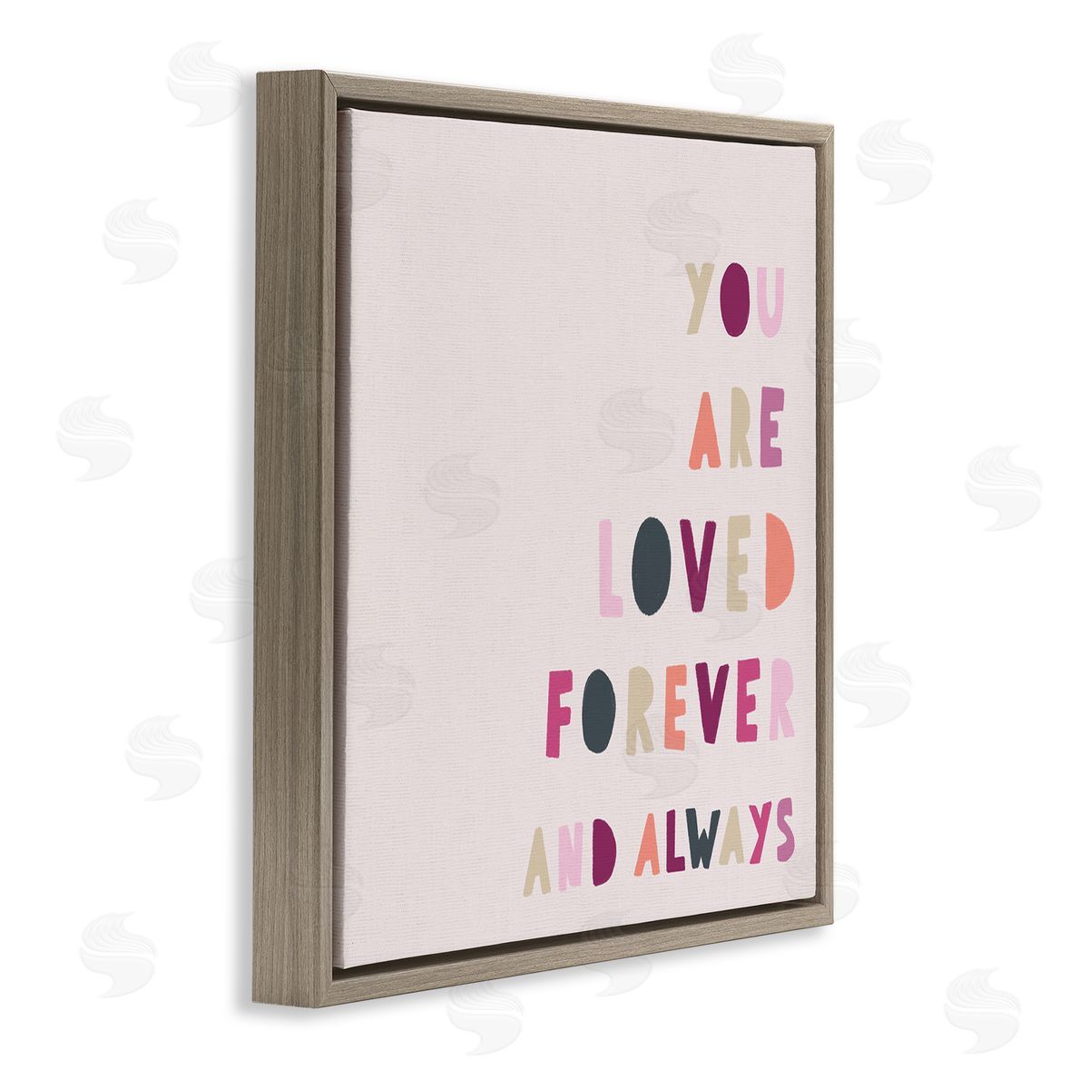 Leah Straatsma You are Loved Forever Phrase Playful Love Sentiment Brown Floating Frame Canvas Wall Art Print