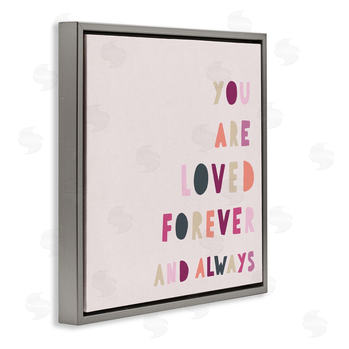 Leah Straatsma You are Loved Forever Phrase Playful Love Sentiment Gray Floating Frame Canvas Wall Art Print