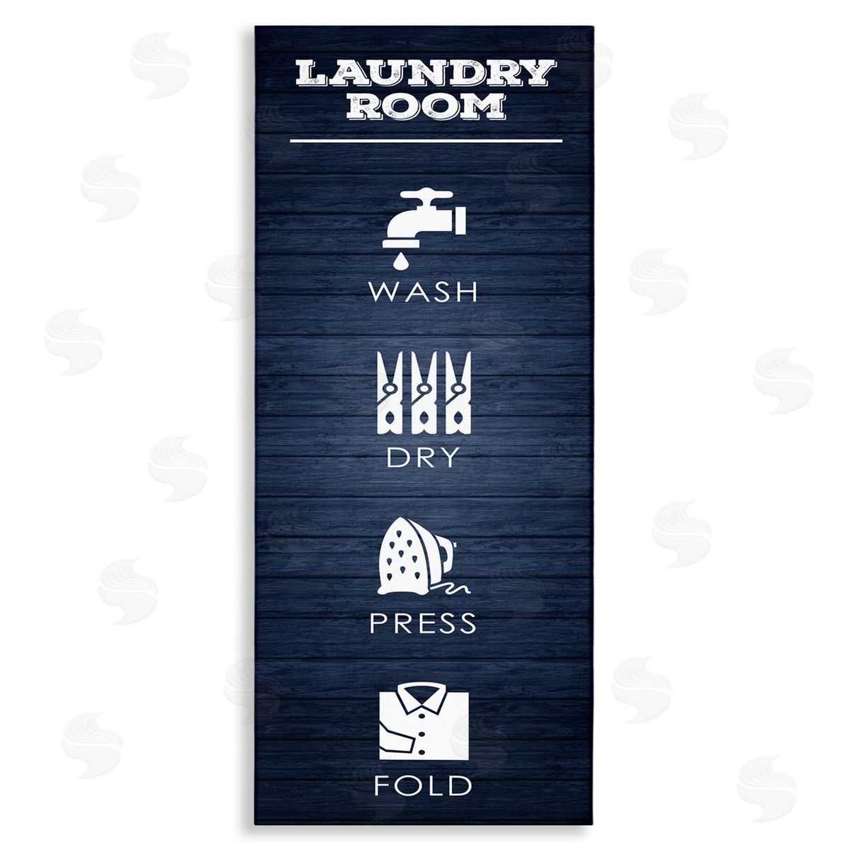 Laundry Room Icons Rustic Blue Canvas Wall Art, Home Decor by Melody Hogan