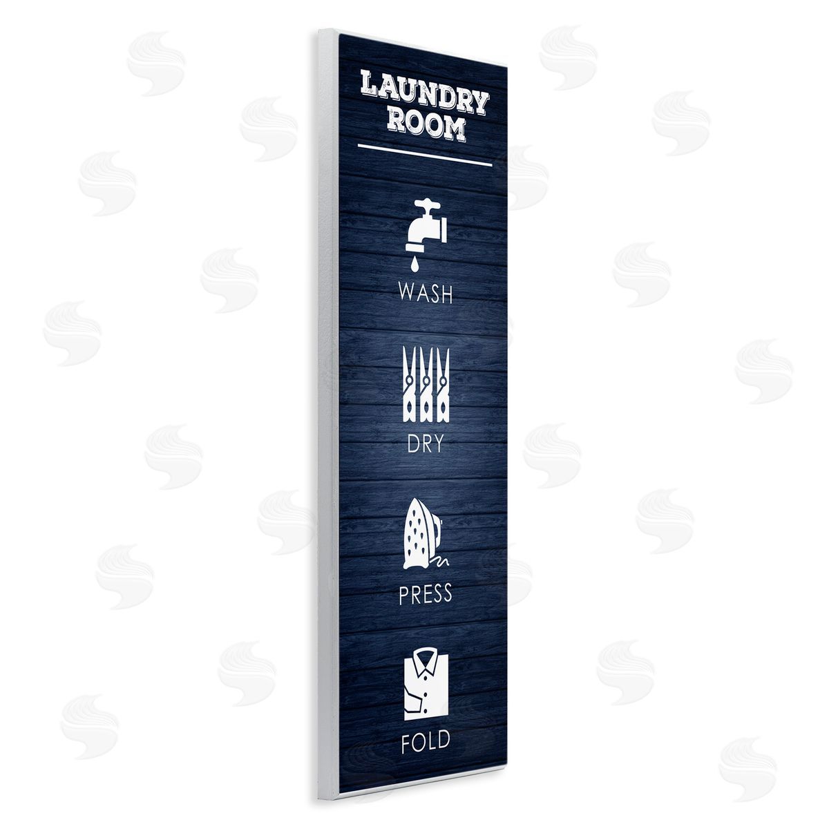Laundry Room Icons Rustic Blue Wood Plaque Wall Art, Home Decor by Melody Hogan