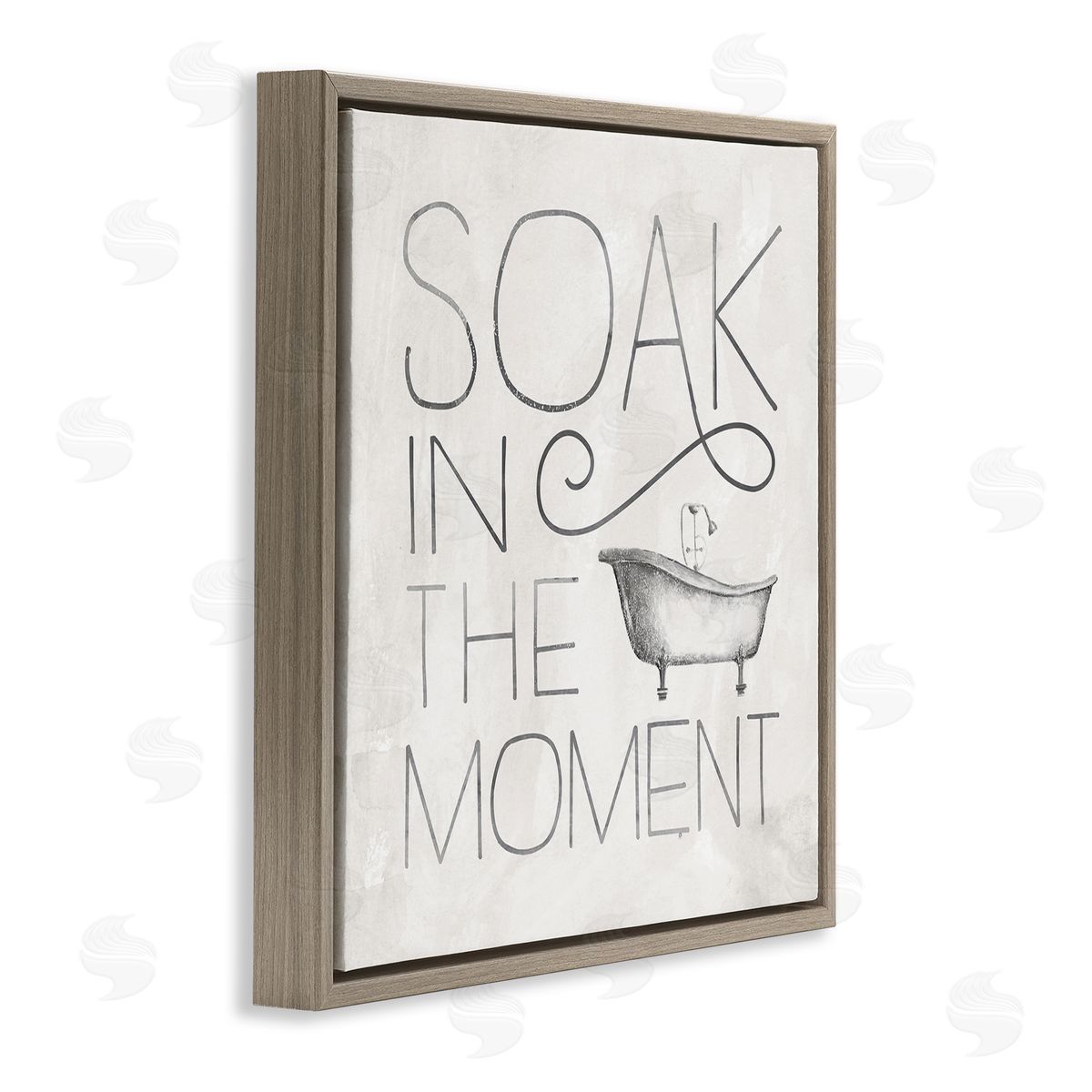 Vintage Bathroom Soak Phrase Brown Floating Frame Canvas Wall Art, Home Decor by Nina Pierce