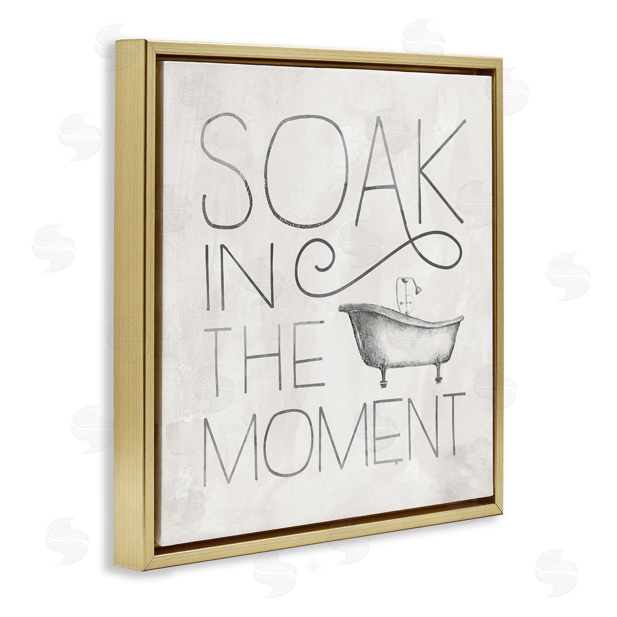 Vintage Bathroom Soak Phrase Gold Floating Frame Canvas Wall Art, Home Decor by Nina Pierce