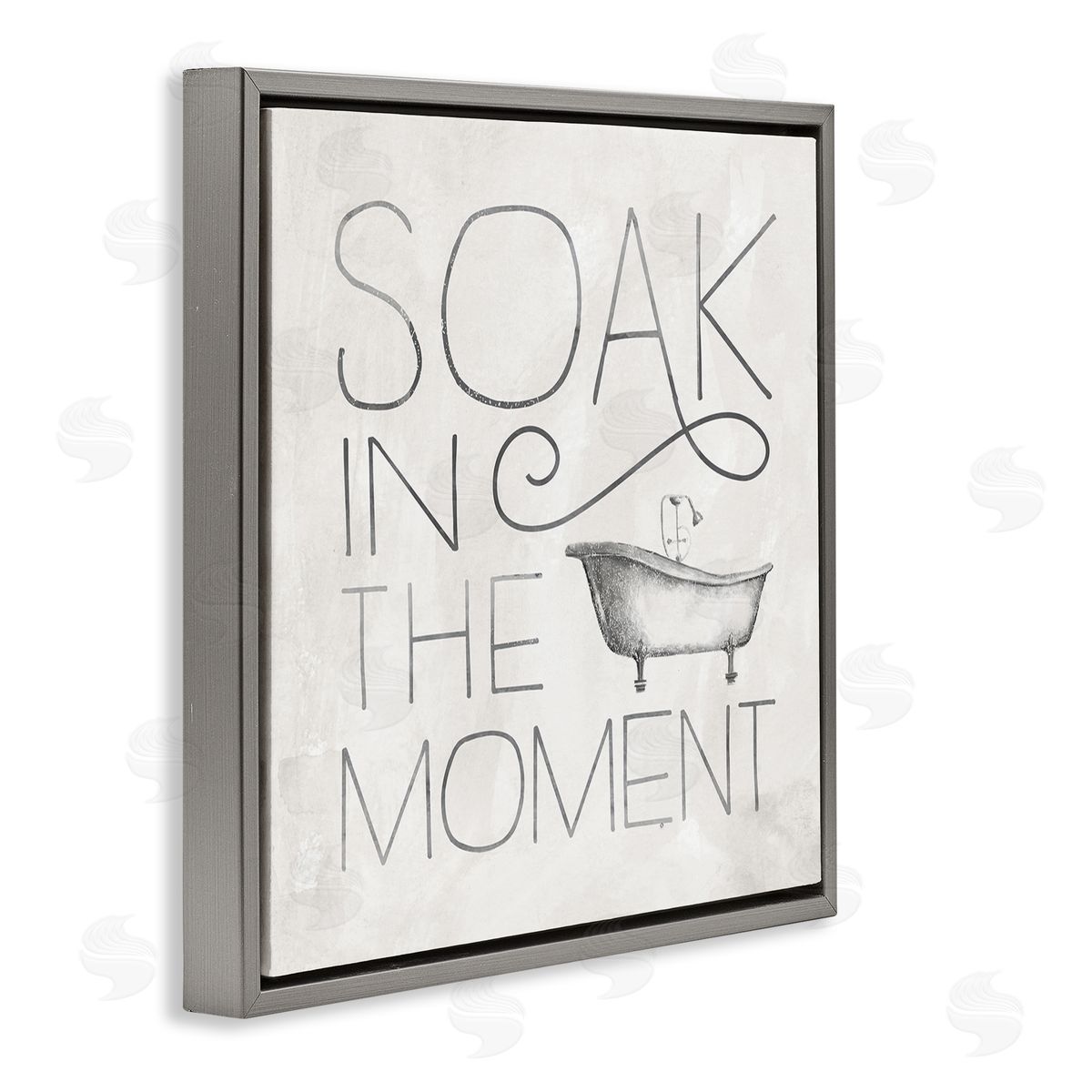 Vintage Bathroom Soak Phrase Grey Floating Frame Canvas Wall Art, Home Decor by Nina Pierce