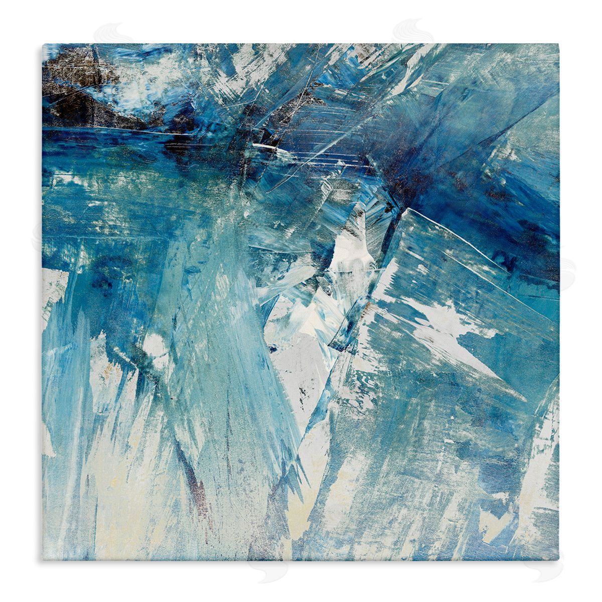 Sarah Stockstill Abstract Blue Paint Chaos Bold Rigid Movement Stretched Canvas Wall Art Print