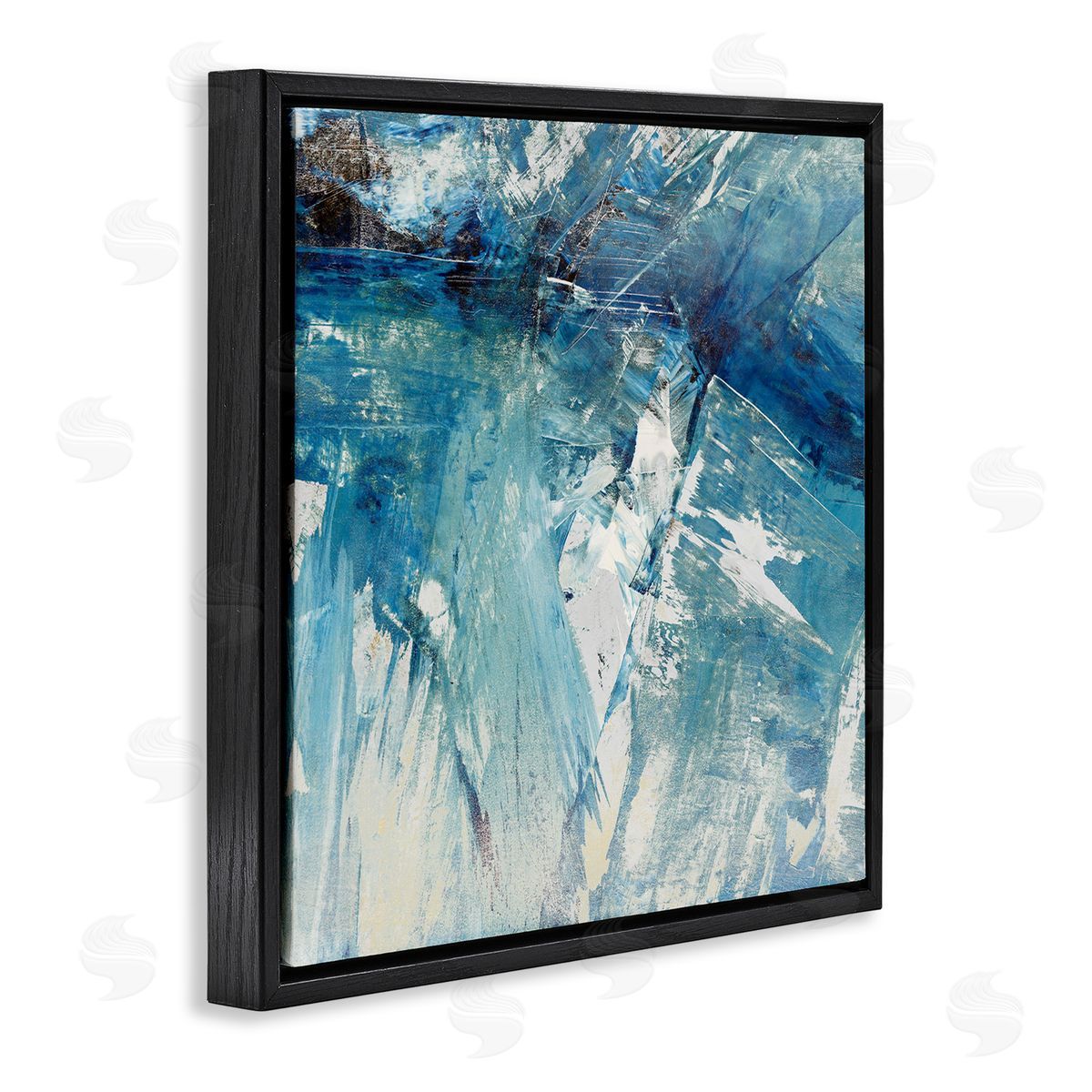 Sarah Stockstill Abstract Blue Paint Chaos Bold Rigid Movement Black Floating Frame Canvas Wall Art Print