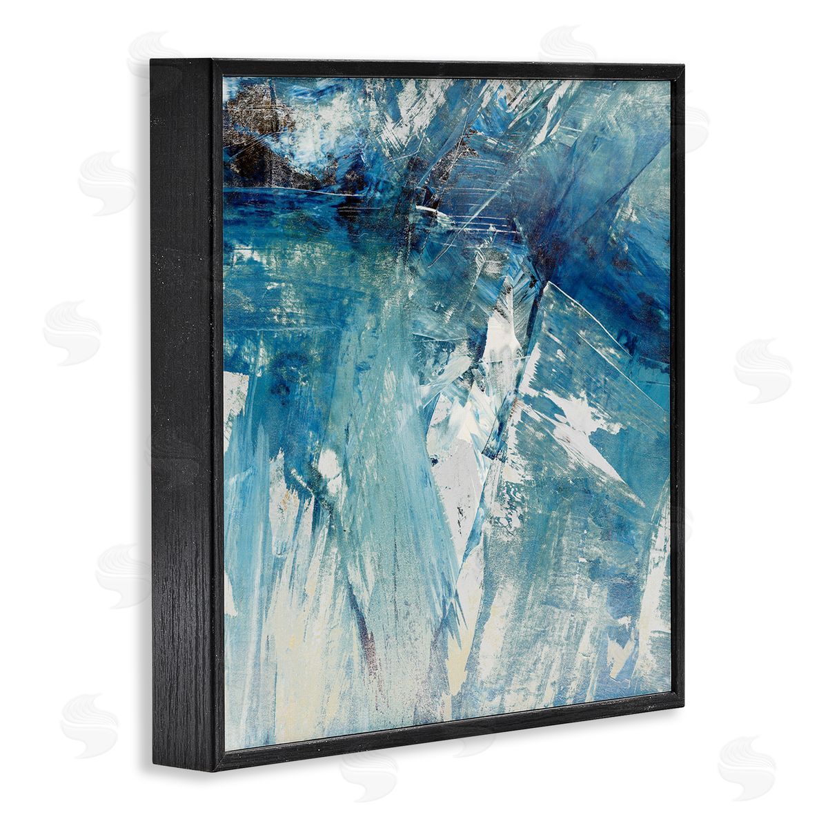 Sarah Stockstill Abstract Blue Paint Chaos Bold Rigid Movement Black Framed Glicee Wall Art Print