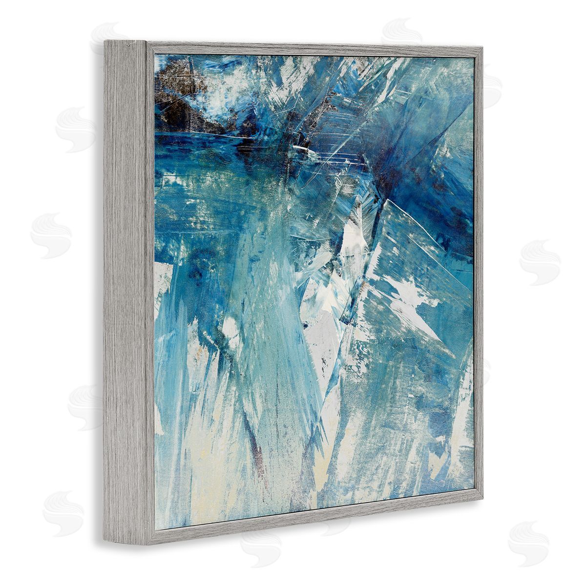 Sarah Stockstill Abstract Blue Paint Chaos Bold Rigid Movement Gray Framed Glicee Wall Art Print