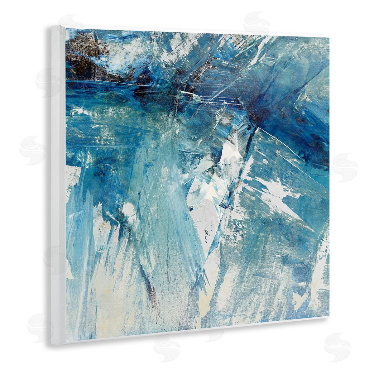 Sarah Stockstill Abstract Blue Paint Chaos Bold Rigid Movement Wooden Wall Plaque Art Print