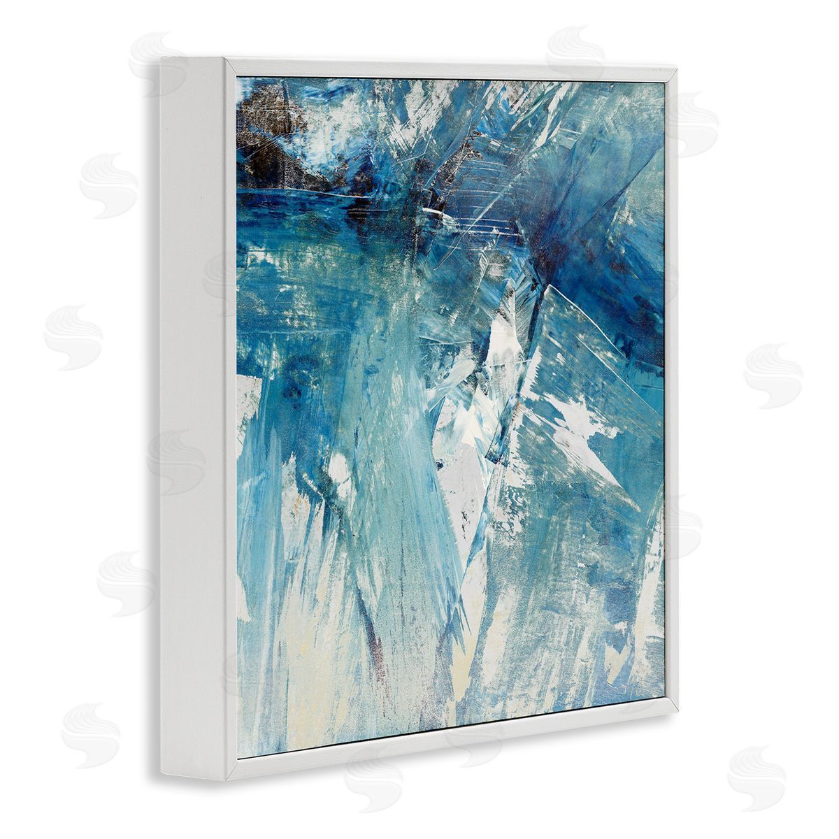 Sarah Stockstill Abstract Blue Paint Chaos Bold Rigid Movement White Framed Glicee Wall Art Print