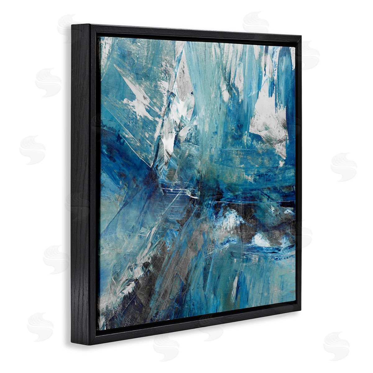 Sarah Stockstill Lively Blue Paint Movement Abstract Bold Composition Black Floating Frame Canvas Wall Art Print