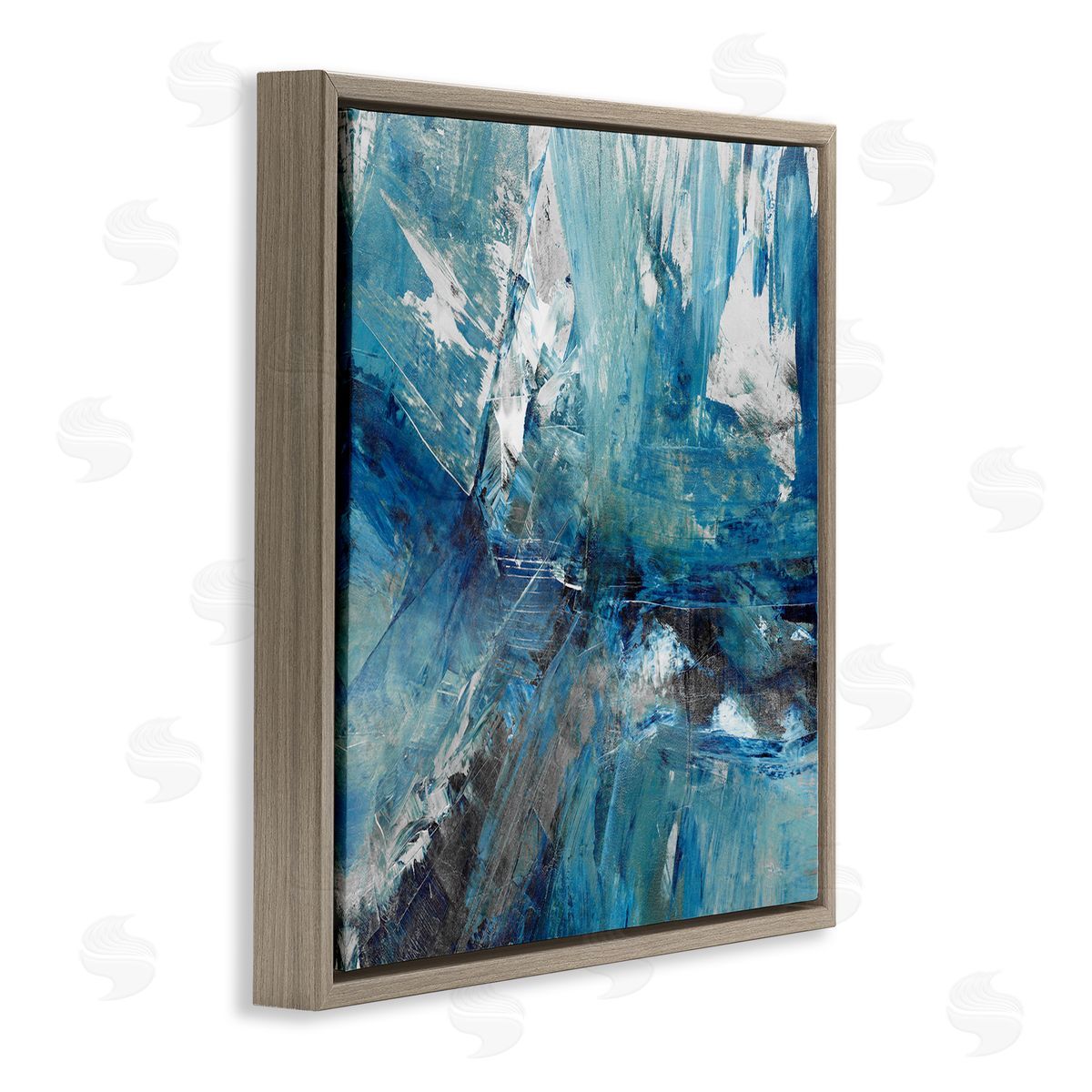 Sarah Stockstill Lively Blue Paint Movement Abstract Bold Composition Brown Floating Frame Canvas Wall Art Print